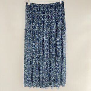 Max Studio Women's Floral Tiered Ruffle Chiffon Maxi Skirt XL